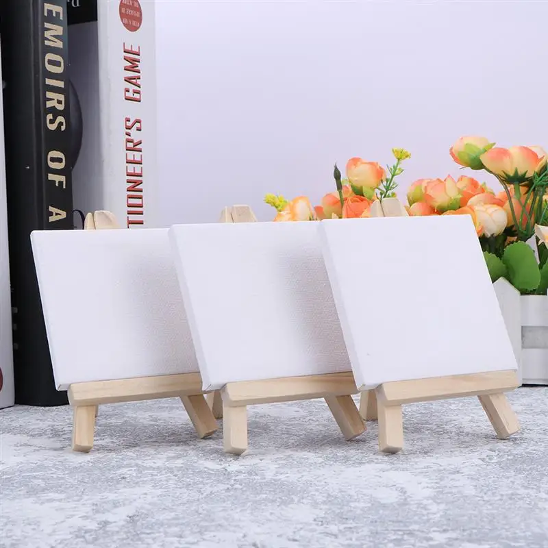 6/12 Sets of Mini Stretched Artist Canvas Art Board White Blank Art Boards Wooden Oil Paint Artwork painting Board(White)