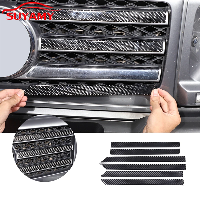 

Soft Carbon Car Center Mesh Frame Panels Trim Stickers Fiber For Mercedes-Benz G-Class W463 2007-2018 Car Accessories