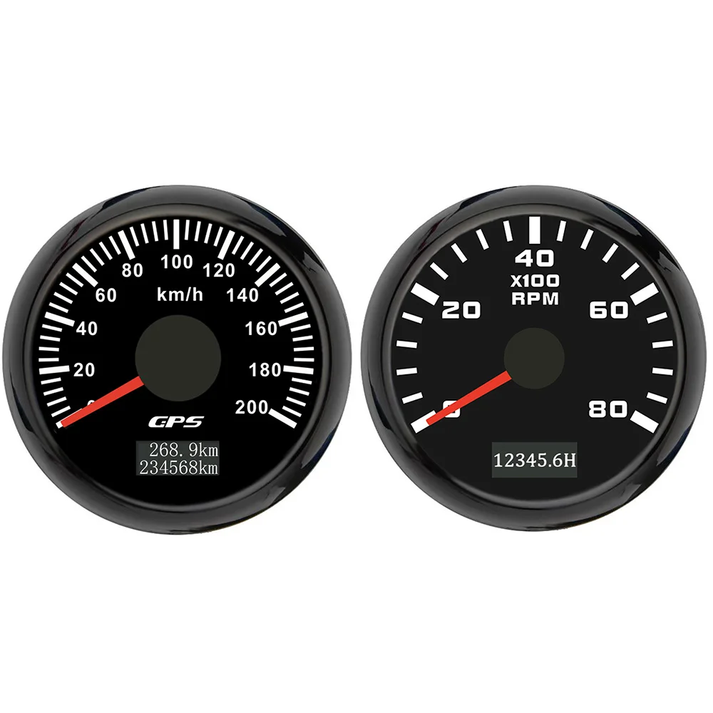 

ELING 52 мм (2 дюйма) 80 км/ч 120 км/ч GPS-спидометр Одометр 4000 об/мин 6000 об/мин Тахометр с 7 цветами подсветки 12 В 24 В для автофургона