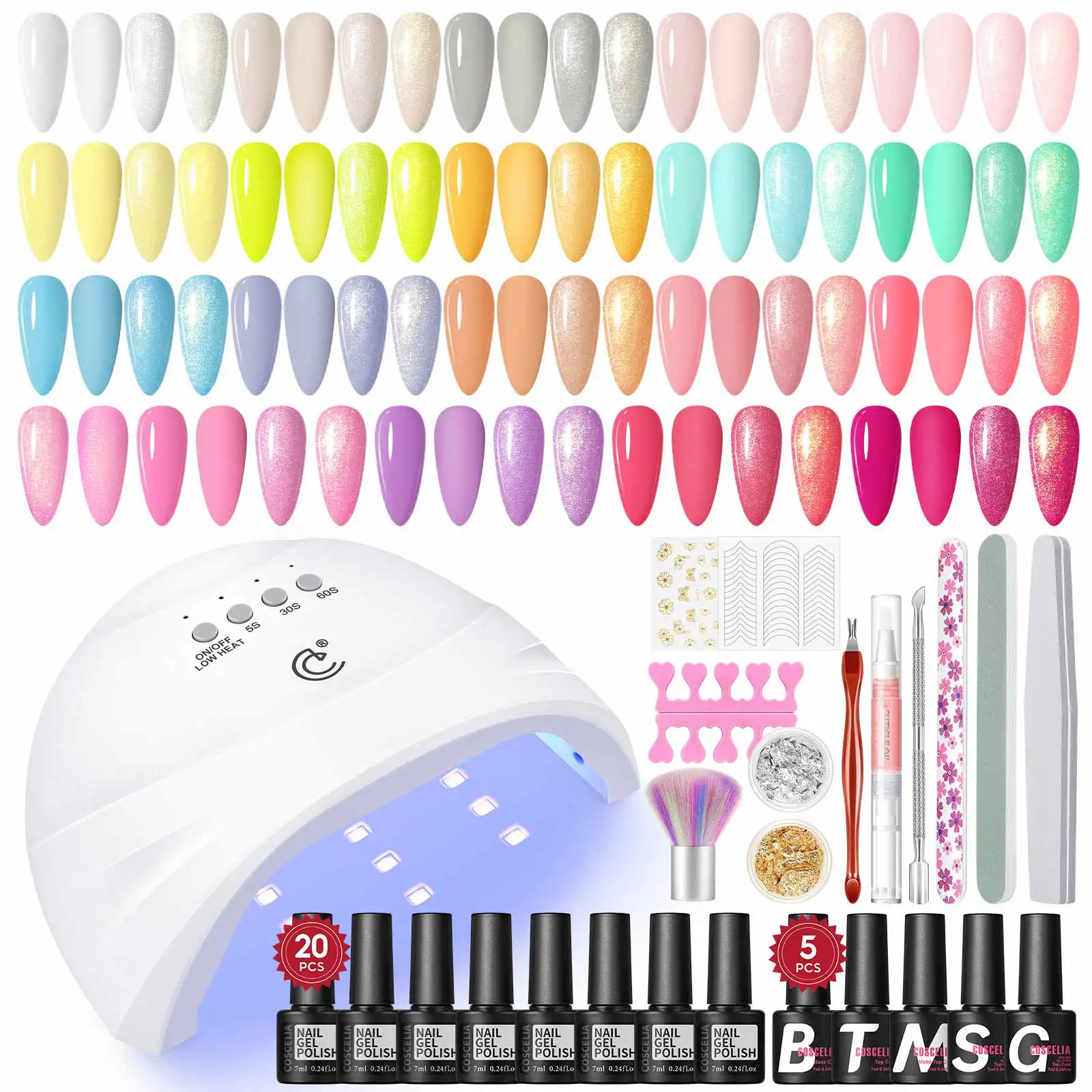 

Coscelia Soak Off Gel Nail Polish Kit with UV Lamp, Semi Permanent Pink Blue Yellow Nail Gel Polish for Women DIY Nail Gift