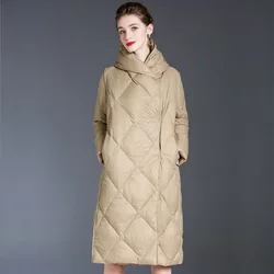 Abrigo de plumón de pato con capucha para mujer, Parkas cálidas de gama alta, ropa de nieve europea, moda de invierno, 2023