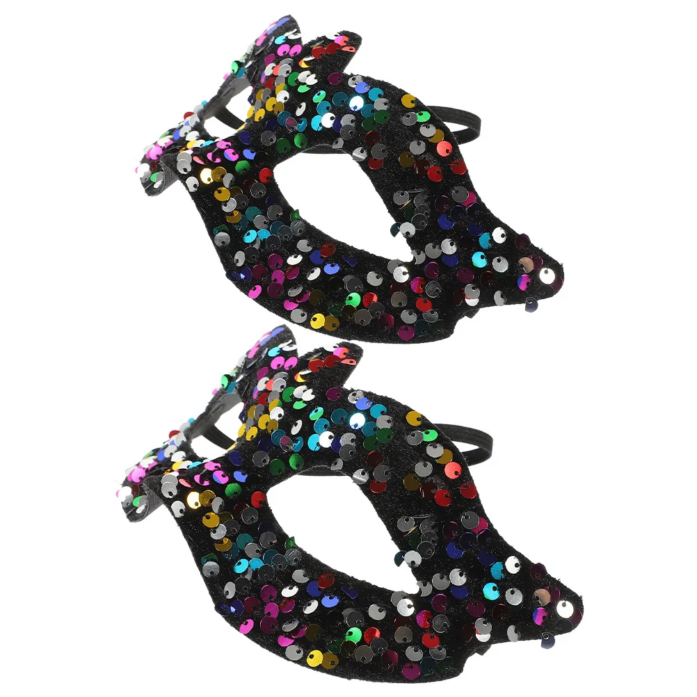 

2Pcs Pointed Sequin Mask for Halloween Carnival Masquerade Prom Party Costume Mask Carnival Masks for Adults Masks Costume