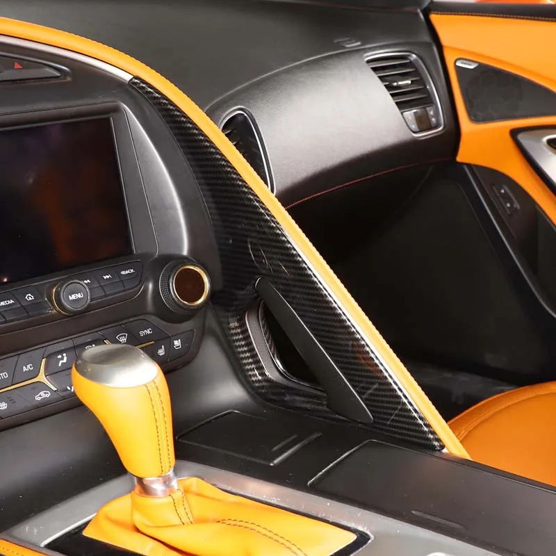 Picture 7: For Chevrolet Corvette C7 2014-2019 ABS Carbon Fiber Interior Kit Dashboard Console Gear Shift Panel Decoration Cover Stickers