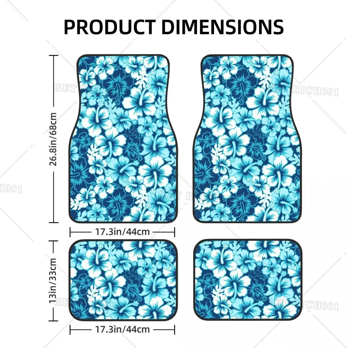 الكركديه الاستوائية الأزرق سيارة الحصير 4 قطعة اكسسوارات السيارات حجم واحد سميكة العالمي صالح المضادة للانزلاق وسادة الحصير للسيارة الداخلية #2