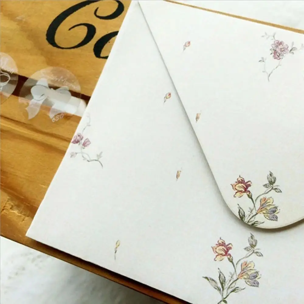 10pcs Birthday Card Fresh Letterform Letter Pad Holiday Invitation Elegant Floral Letter Paper Writing Paper Envelopes