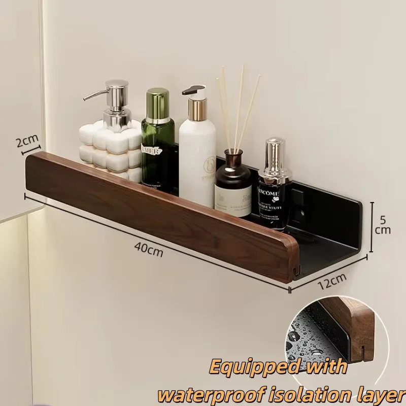 Walnut Bathroom Toilet Shelf No Punch Toilet Sink Restroom Wall Storage Towel Racks
