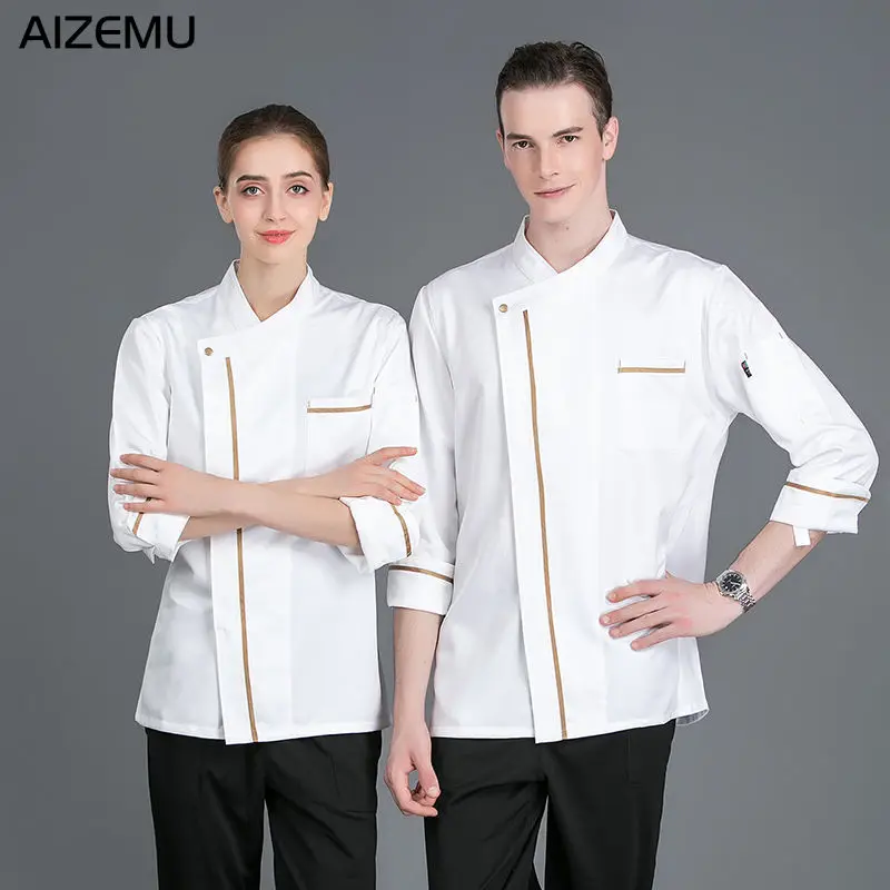 Wholesale Unisex Kitchen Chef Restaurant Uniform Shirt Service Bakery Breathable Double Breasted Chef Dress Chef Jackets apron