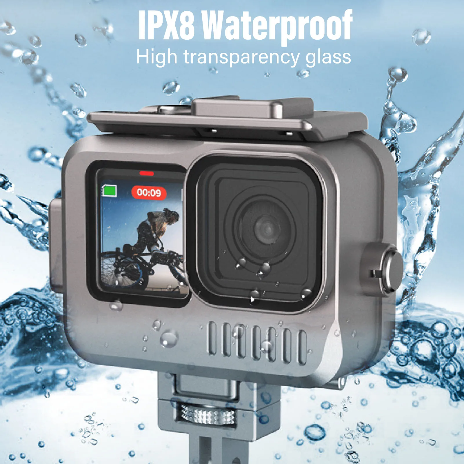 

Aluminium Alloy Frame Case 40m Deep Waterproof 9H Tempering Glass Aluminum Metrial Protective Housing for Underwater Shooting