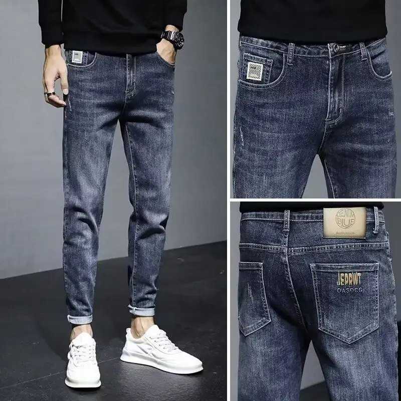 

Spring Autumn High Elastic Loose Jeans Men's plus Size Extra Large Vintage Slim Harlan Pants Straight Leg Fit Tube Jeans
