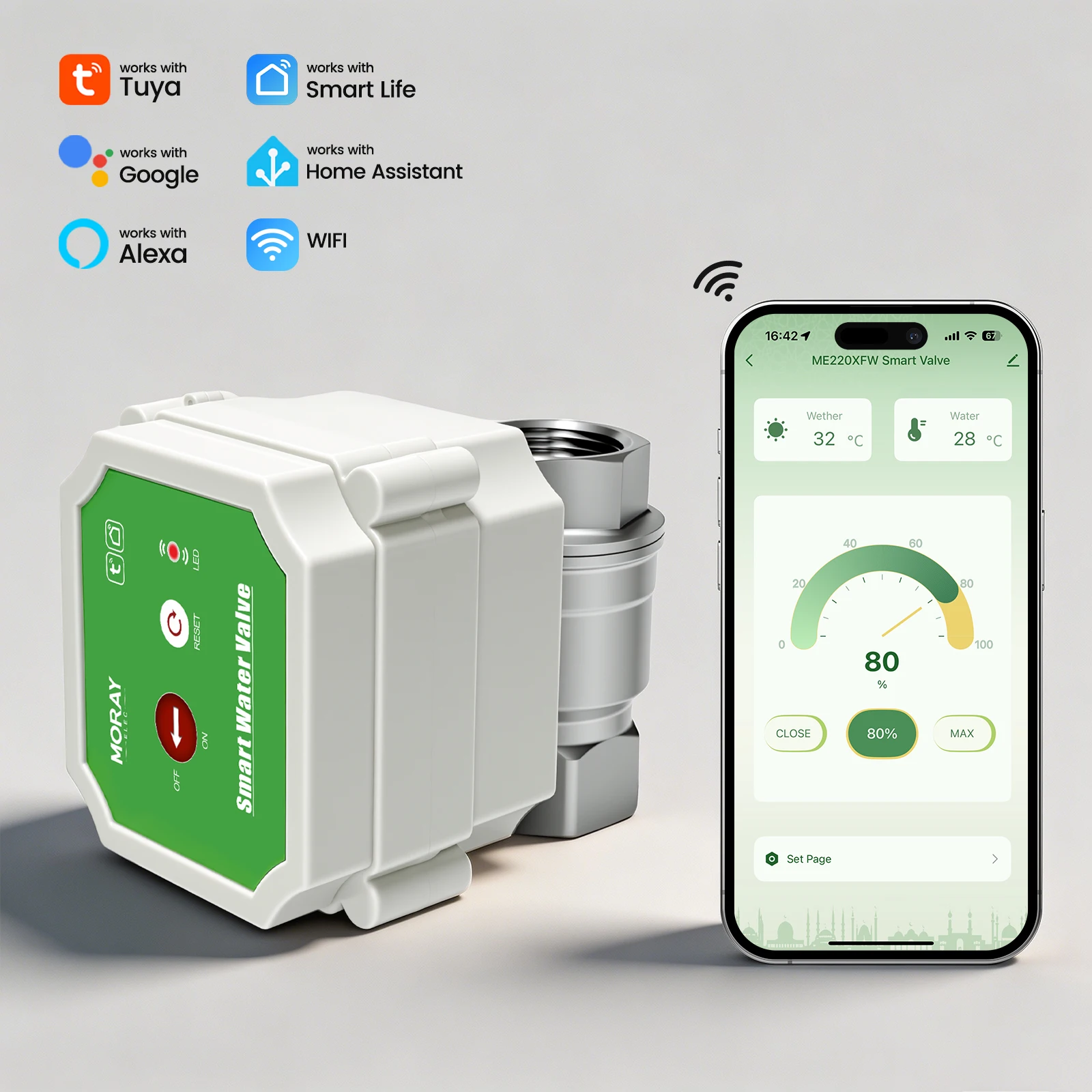 Image of 220XW Tuya WiFi Smart Wasserventil-Messgerät DN15 DN20 DN25 Fernbedienung Durchflussmonitor