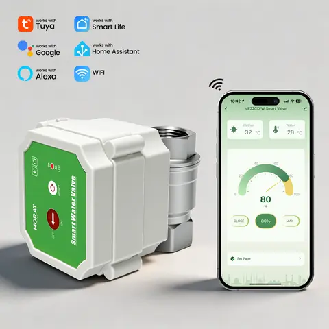 Válvula de Água Inteligente Tuya WiFi 220XW DN15 DN20 DN25 com Medidor e Monitor de Fluxo por Controle Remoto