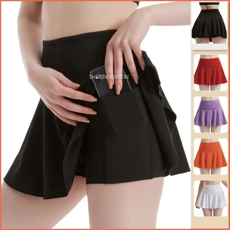 Tennis Skirt Women\'s Invisible Open-Seat Pants High Waist Fitness Skirt Training Quick-Drying Yoga Sport Shorts Outdoor Sex Tool