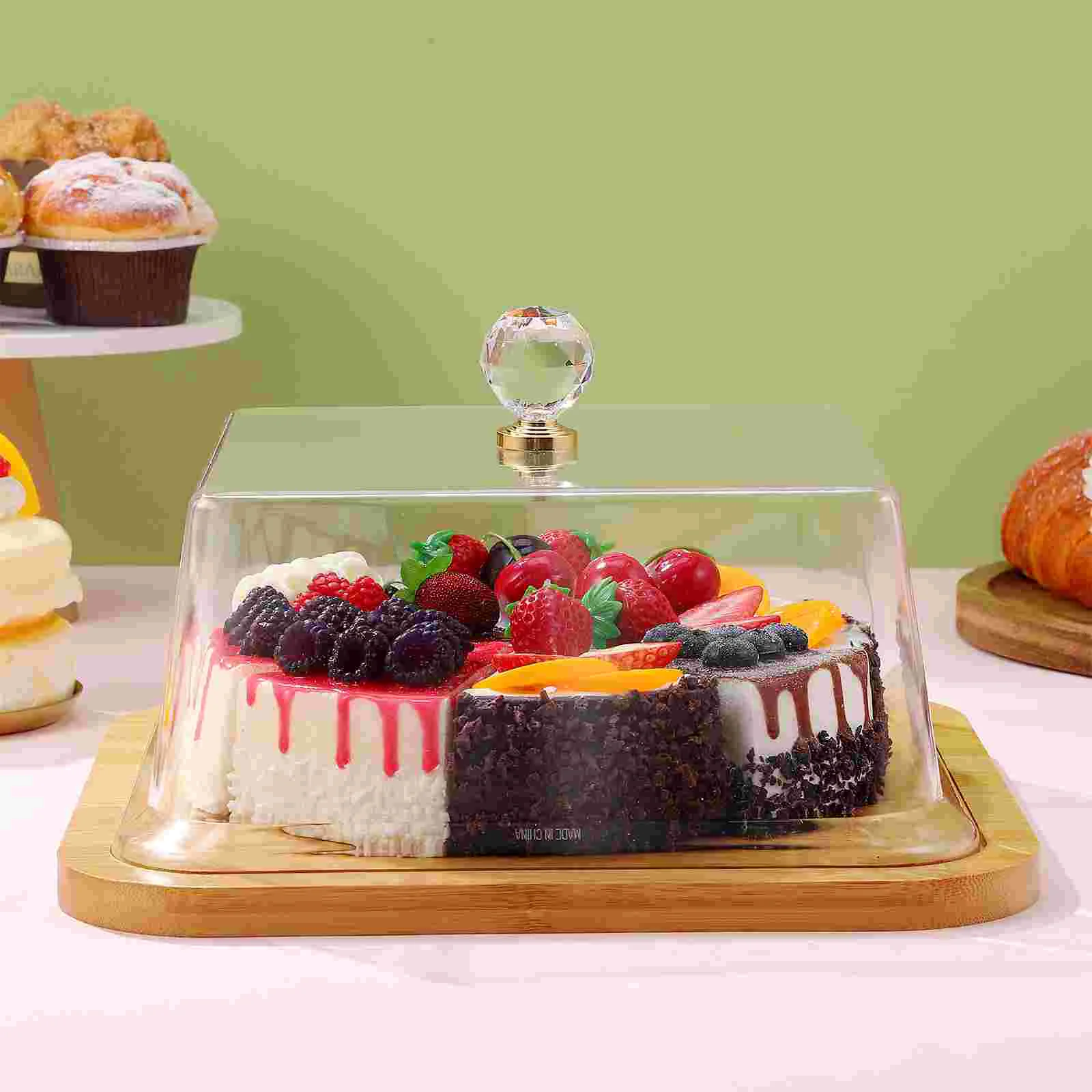 Bread Tasting Plate with Cover Display Shelf Cake Tray Lid Pastry Party Stand Acrylic for Serving Covered