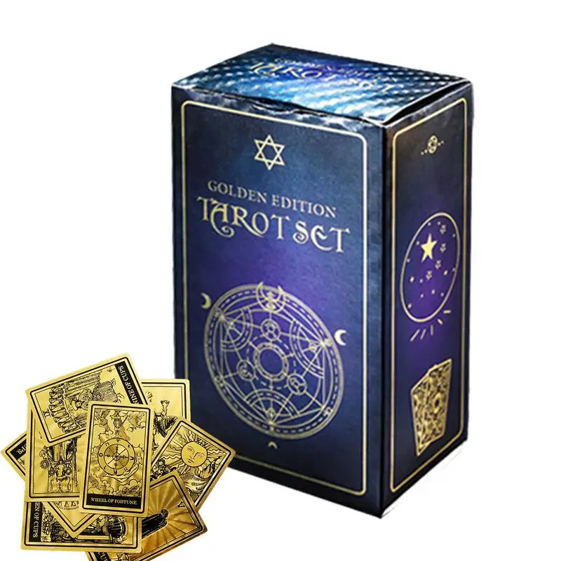 Fortune Telling Tarot Cards Gold Foil Tarot Board Game Cards 78pcs English Version Standard Tarot Decks For Party Favors Party