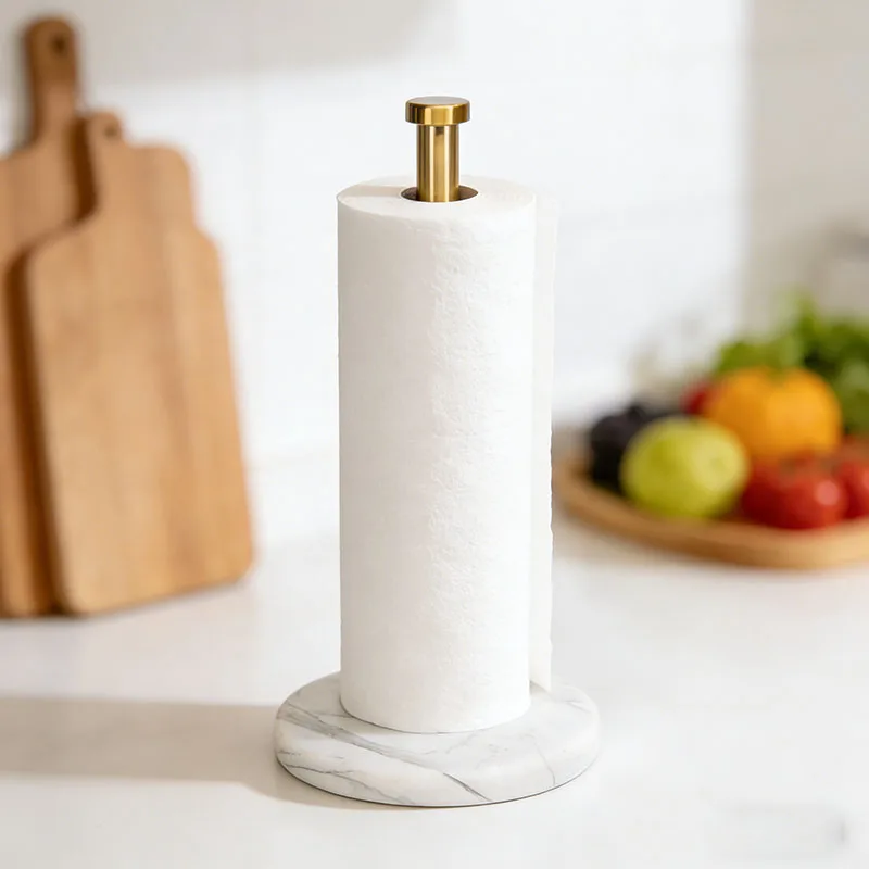 

Nordic Marble Paper Towel Holder - Vertical Kitchen Roll Stand & Napkin Holder for Bath & Home Storage