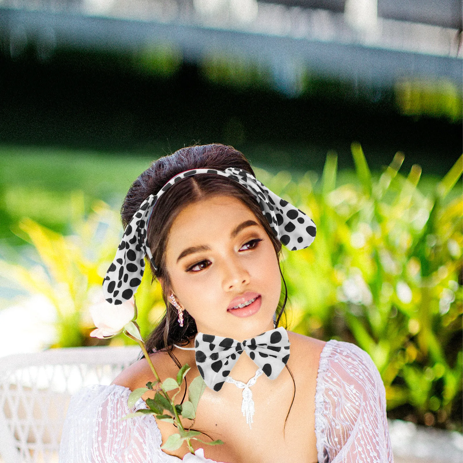 3Pcs Small Animal Headband Dog Costume Accessories for and Adults Halloween Cosplay Party Fancy Dress Set