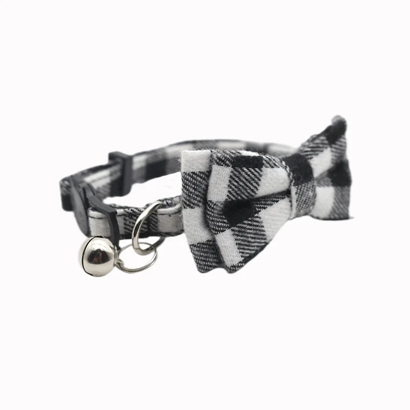 

Adjustable Dog Collar Cat Collar Pet Supplies Kitten Neck Strap Bell Plaid Safety Buckle Bowknot Necklace Puppy Necktie Collars