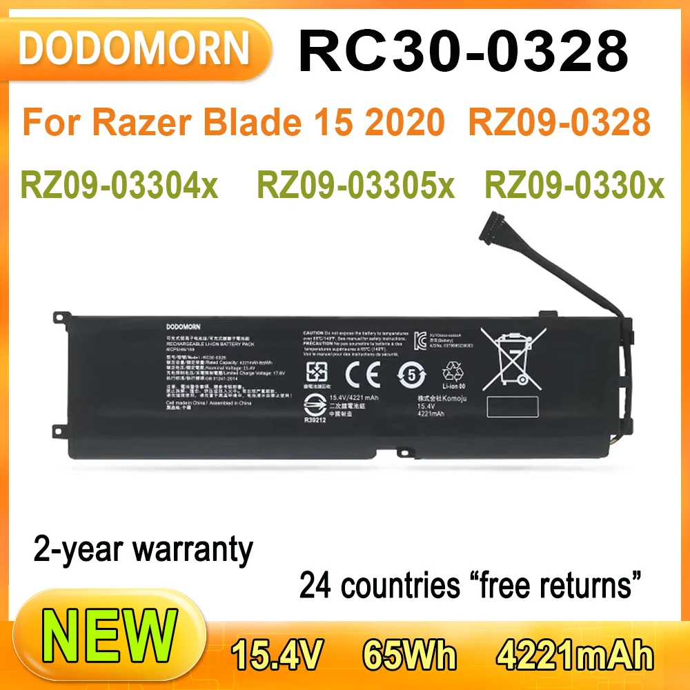 New RC30-0328 Laptop Battery For Razer Blade 15 2020 RZ09-0328 RZ09-03304x RZ09-03305x/0330x 4ICP5/46/108 65Wh 2-year warranty