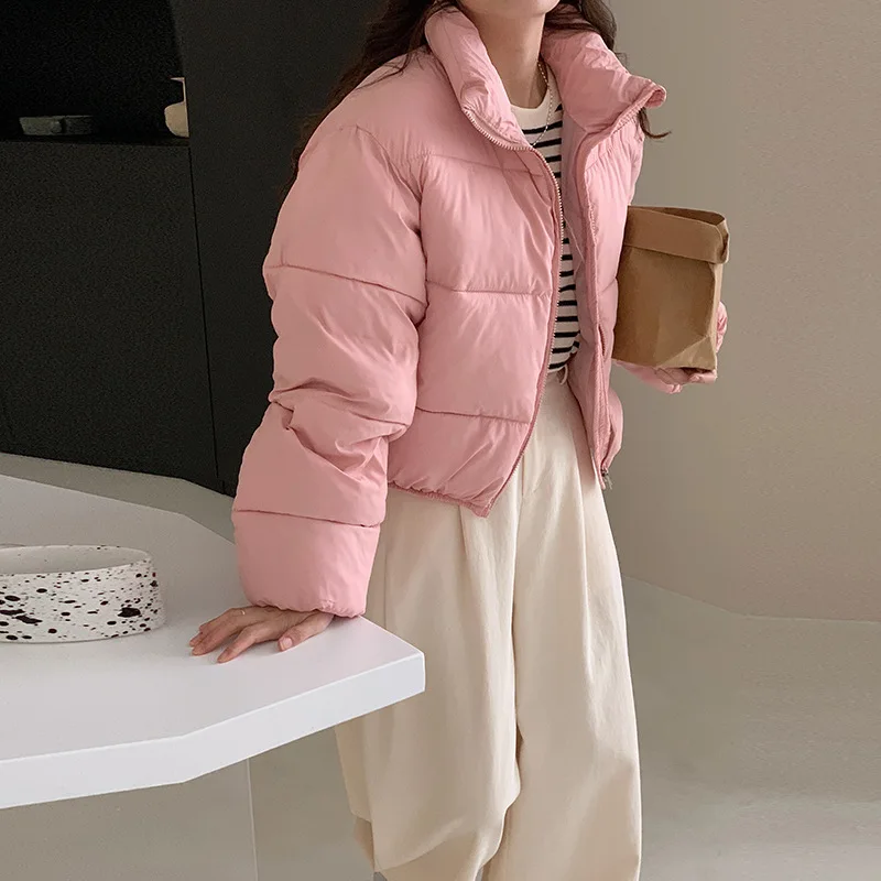 Winter New European Stand Collar Down Cotton Jacket Women\'s Thick Parkas