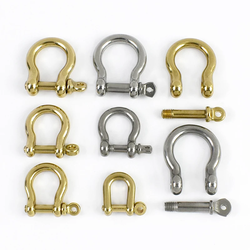 

2/5Pcs Solid Brass Carabiner D Ring Buckles Stainless Steel Bow Shackle Horseshoe Buckle Screw Detachable Connector Fastener