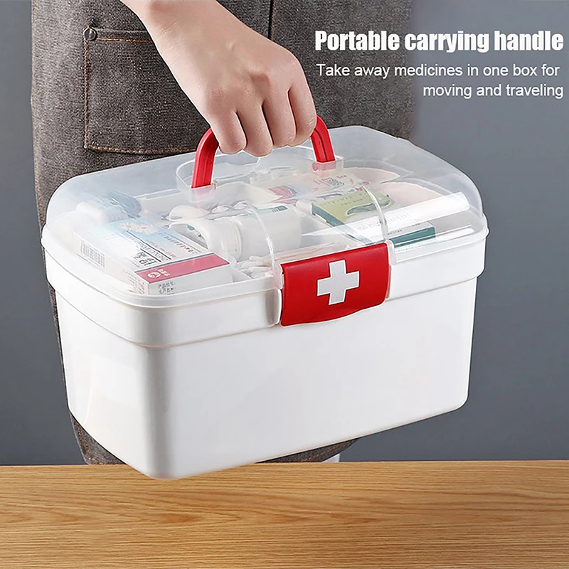 First Aid Box Medicine Storage Box Portable Emergency Box Household Double Layers Medicine Boxes Medical Kit Storage Organizer