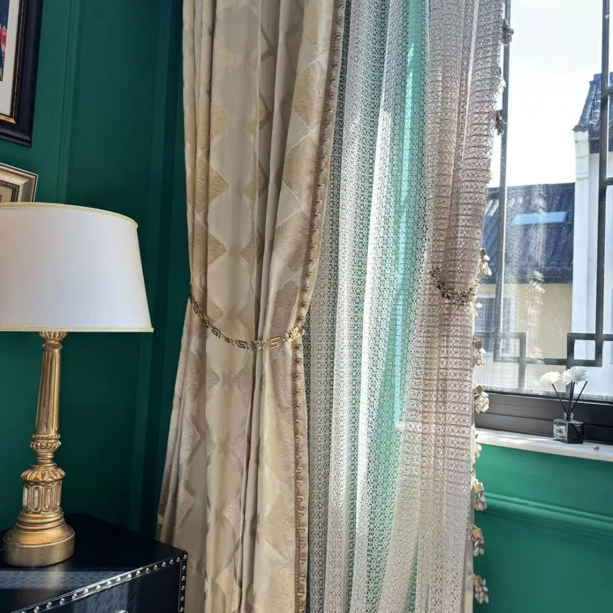 

Занавески из жаккардовой ткани с высокой плотностью, окрашенные в массе, в французском стиле, с высокой степенью затемнения, в новом китайском стиле, для гостиной, спальни, кабинета