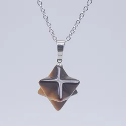 Fashion Women Lady Merkaba Star Pendant Charms for Necklace Chakra Reiki Energy Healing Crystal Jewelry Stainless Steel Chain