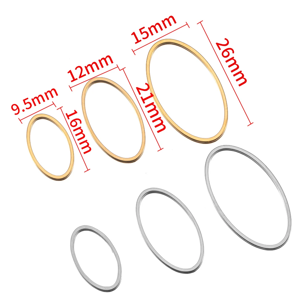 10pcs 3 Size Stainless Steel Oval Charms Earring Pendants Closed Ring Hollow Resin Bezels Frame Mold DIY Jewelry Making Supplies