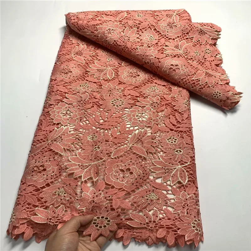 

5 Yard Hot Selling French Lace With Diamond African Guipure Tulle Cord Lace Net Embroidered Fabric For Wedding Party ZQ121503