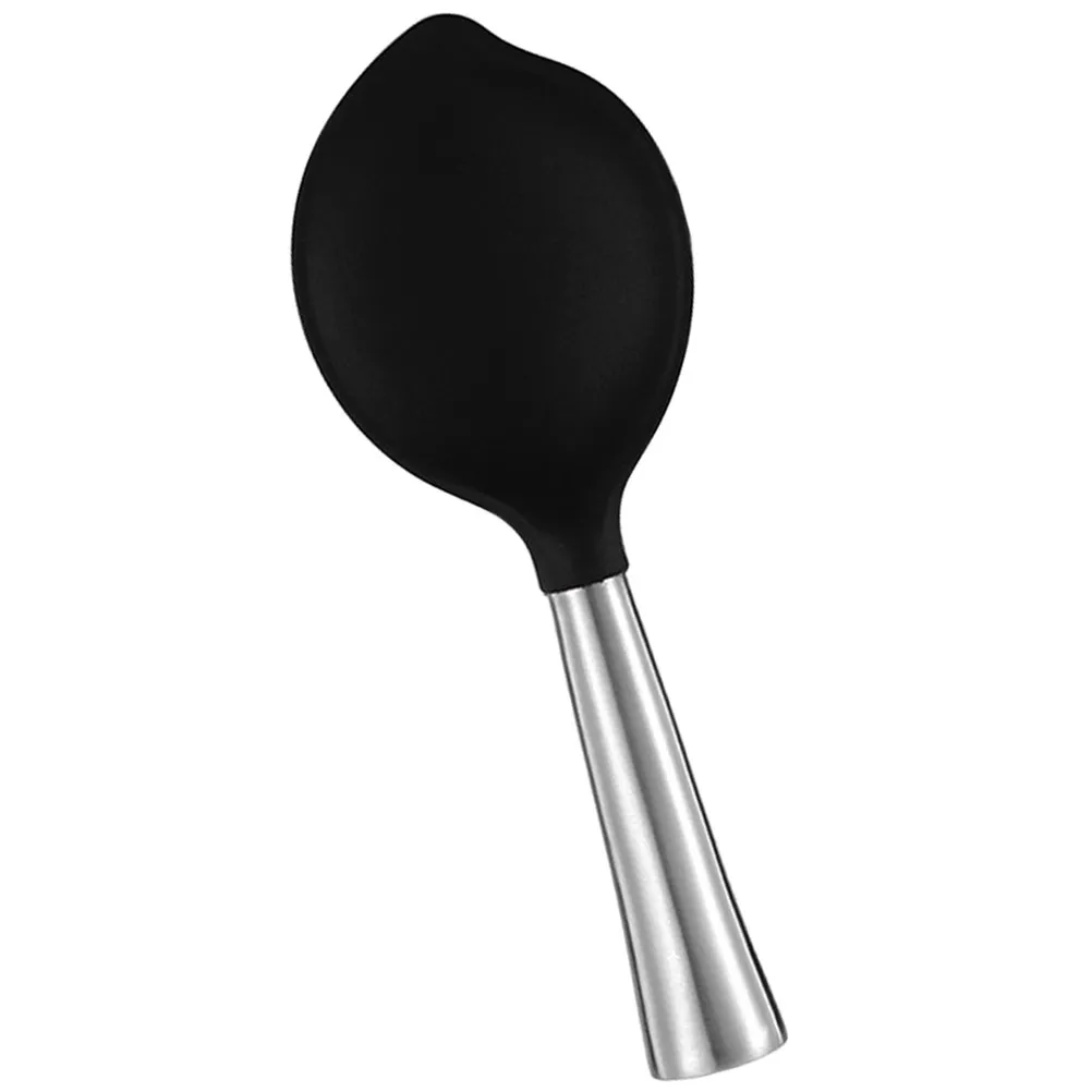 Cuchara para Arroz de Acero Inoxidable y Silicona de Grado Alimenticio con Diseño de Hoja, Antiadherente y Vertical, para Olla Arrocera y Preparación de Sushi