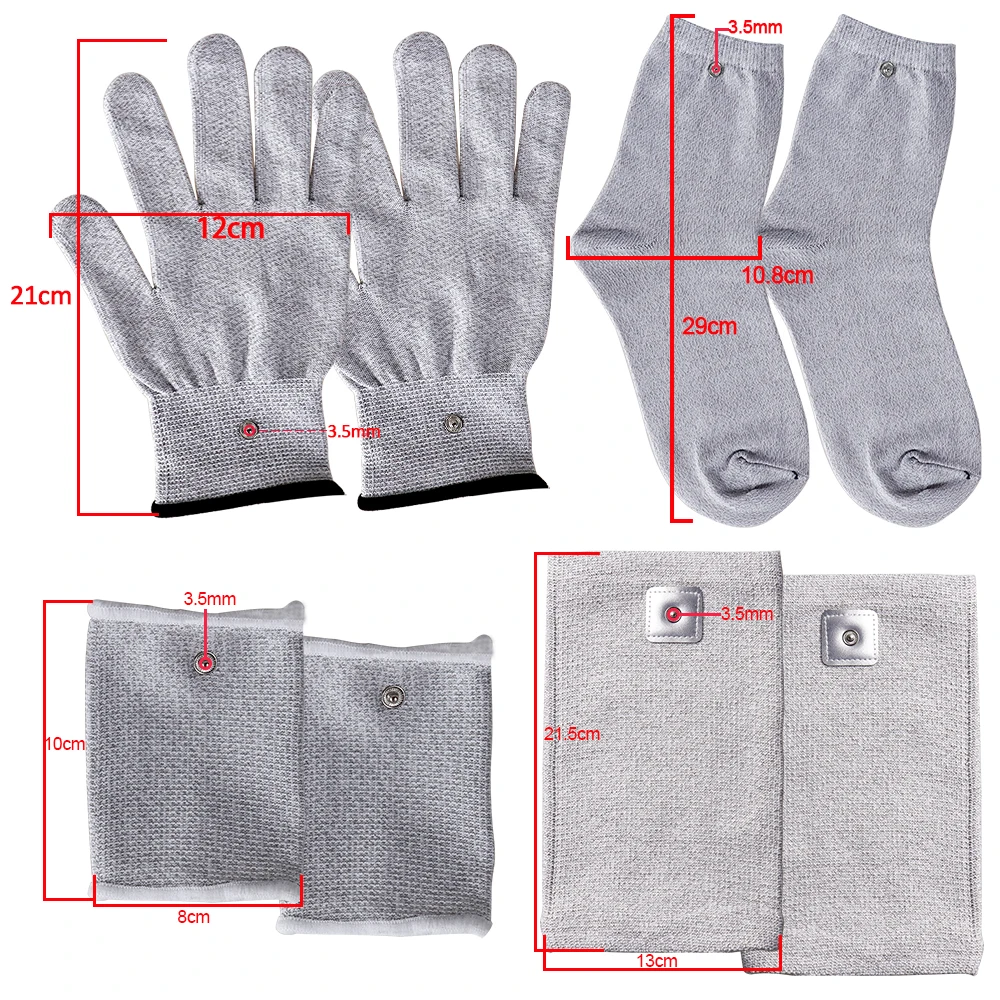 Electrode Silver Fiber Wrists Gloves Socks ​Knees Protectors Accessories for TENS Body Massager EMS Muscle Massage Stimulator