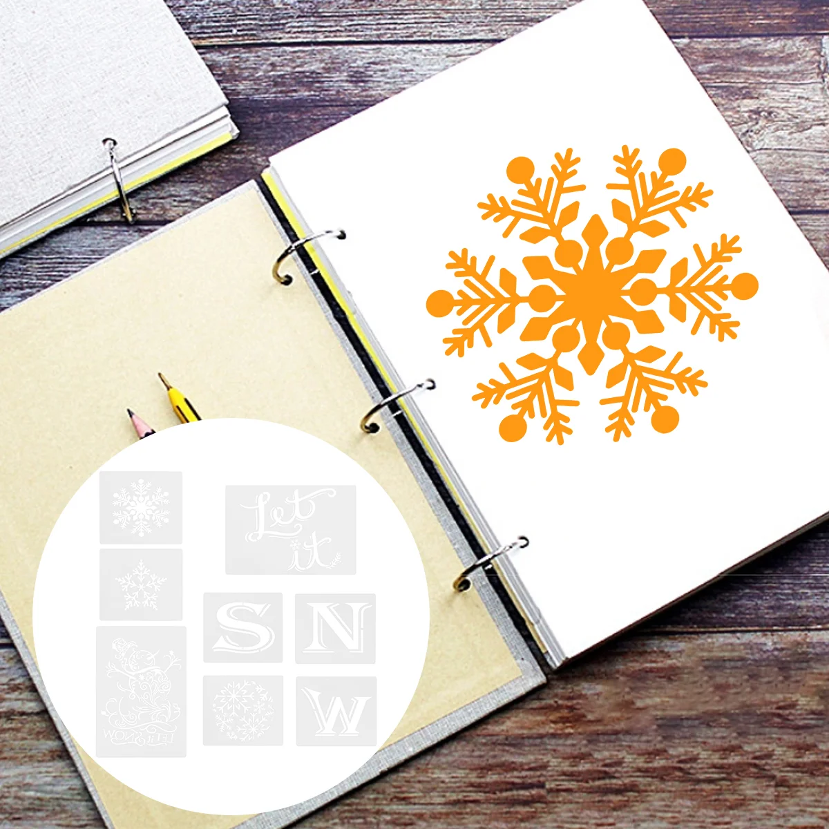 

8 Pcs Snow Hollow Out Template Drawing Stencils Painting Christmas Centerpieces Tool Templates Plastic Child Xmas Ornaments