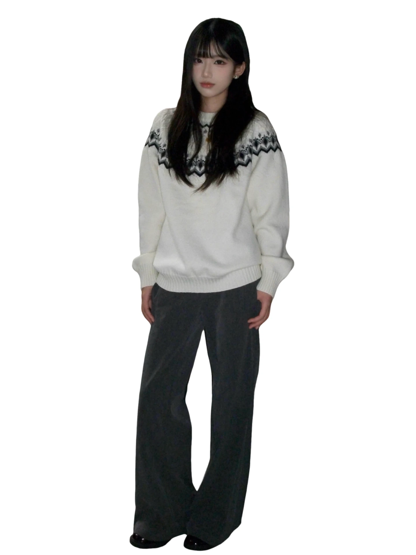 Feilao Island 2025 New Autumn Winter White Knitted Sweater Women's Loose Fit Innerwear Outerwear Lazy High-End Feeling Top