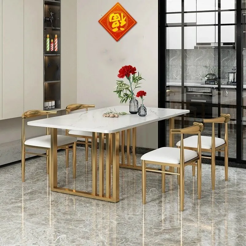 Centerpiece Unique Dining Table Rectangular Floor Metal Design Center Dining Table Coffee Set Kitchen Mesas De Jantar Furniture