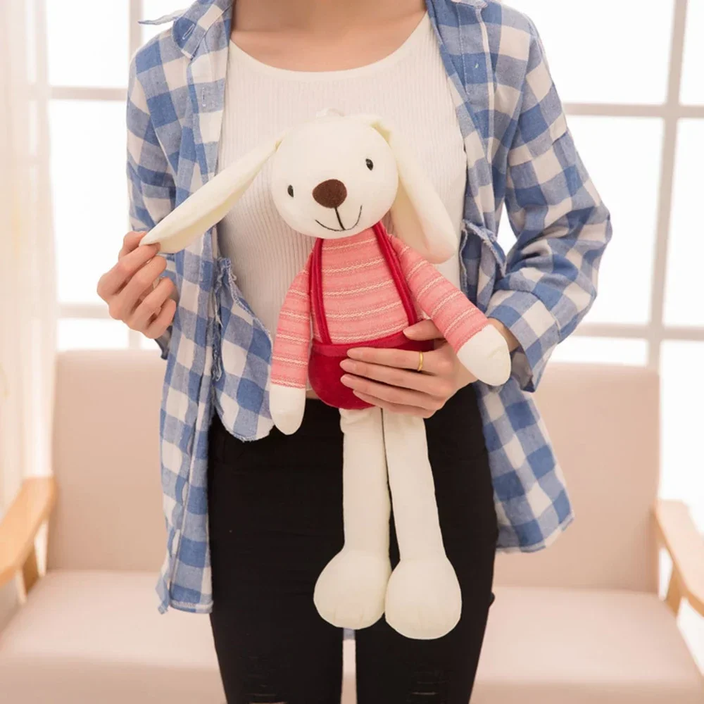 40CM Colorful Candy Long Ear Rabbit Plush Toy Cute Wall Overalls Turned Rabbit Doll Children's Christmas Birthday Gift