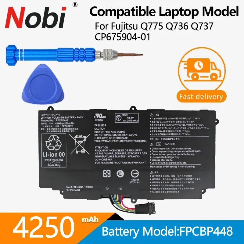 NOBI FPCBP448 FPB0322S New Original Laptop Battery For Fujitsu Q775 Q736 Q737 CP675904-01 10.8V 46WH/4250mAh