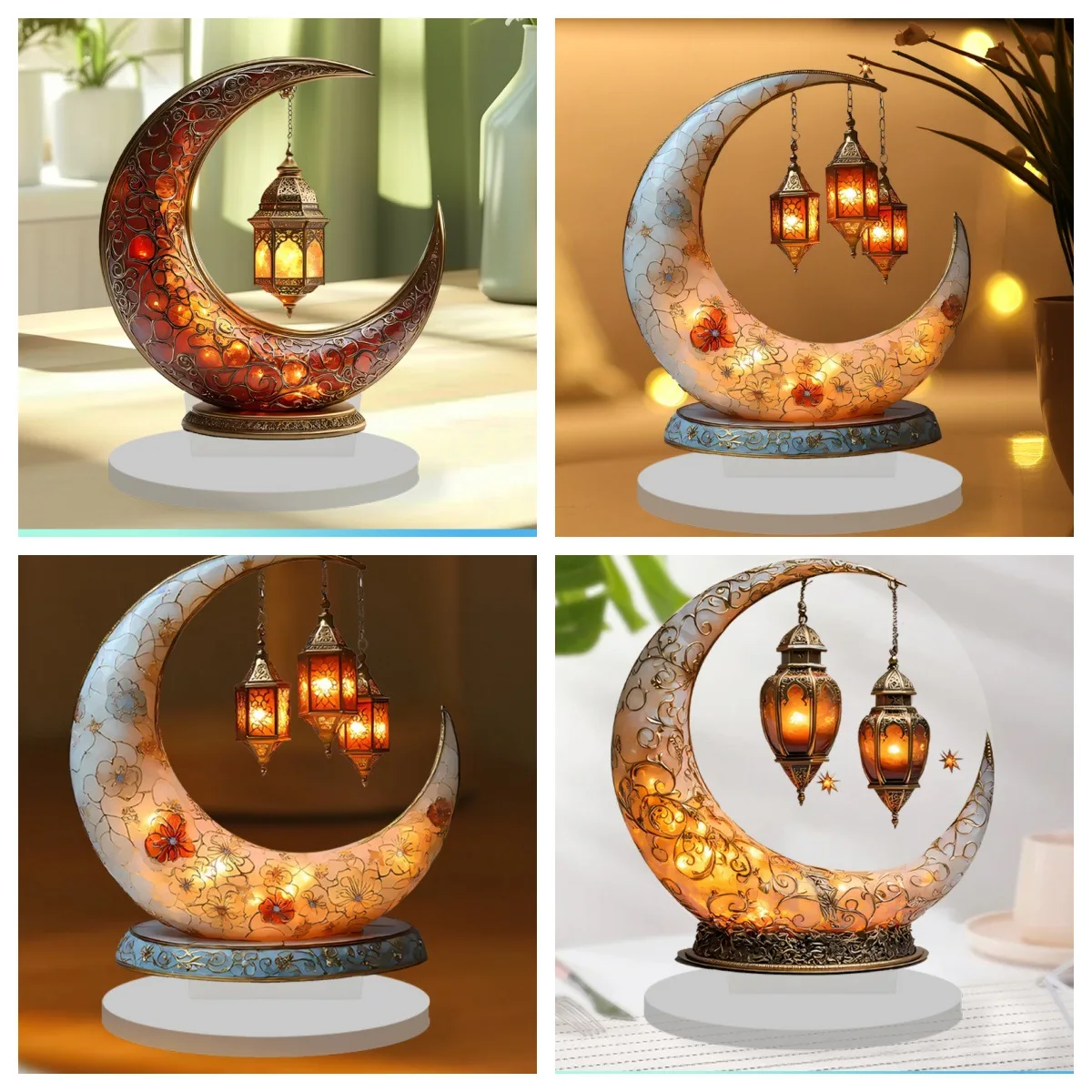 20,3 cm bunter Druck, Acryl-Mondlaterne, flach, 2D-Kunst für Schlafzimmer, Schreibtisch, Familie, Basteln, Weihnachten, Party, Dekoration, Festival, Geschenk