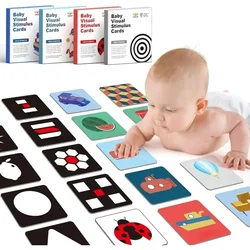 Baby Visual Stimulation Card Montessori Toys Black and White High Contrast Flash Cards Learning Educational Toys for Baby Gifts