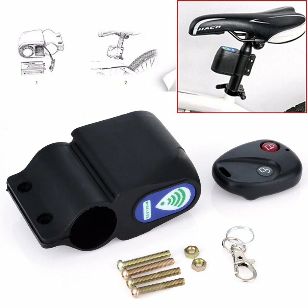 Bike Alarm Lock Remote Cnotrol Antitheft Bicycle Bike Alarm Alerter Super Loud Rainproof Burglar Alarm Bicycle Lock Accessories