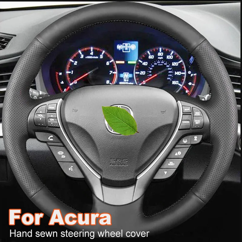 

Hand Sewn Custom Black Leather Steering Wheel Cover Wrap For Acura ILX RDX TL ZDX 2013-2015 Interior Accessories