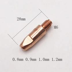 10 Peças M6x28mm 0.8 0.9 1.0 1.2 Contato Dica E-Cu CuCrZr Para Mig Gun Mig Soldador 24KD 25AK