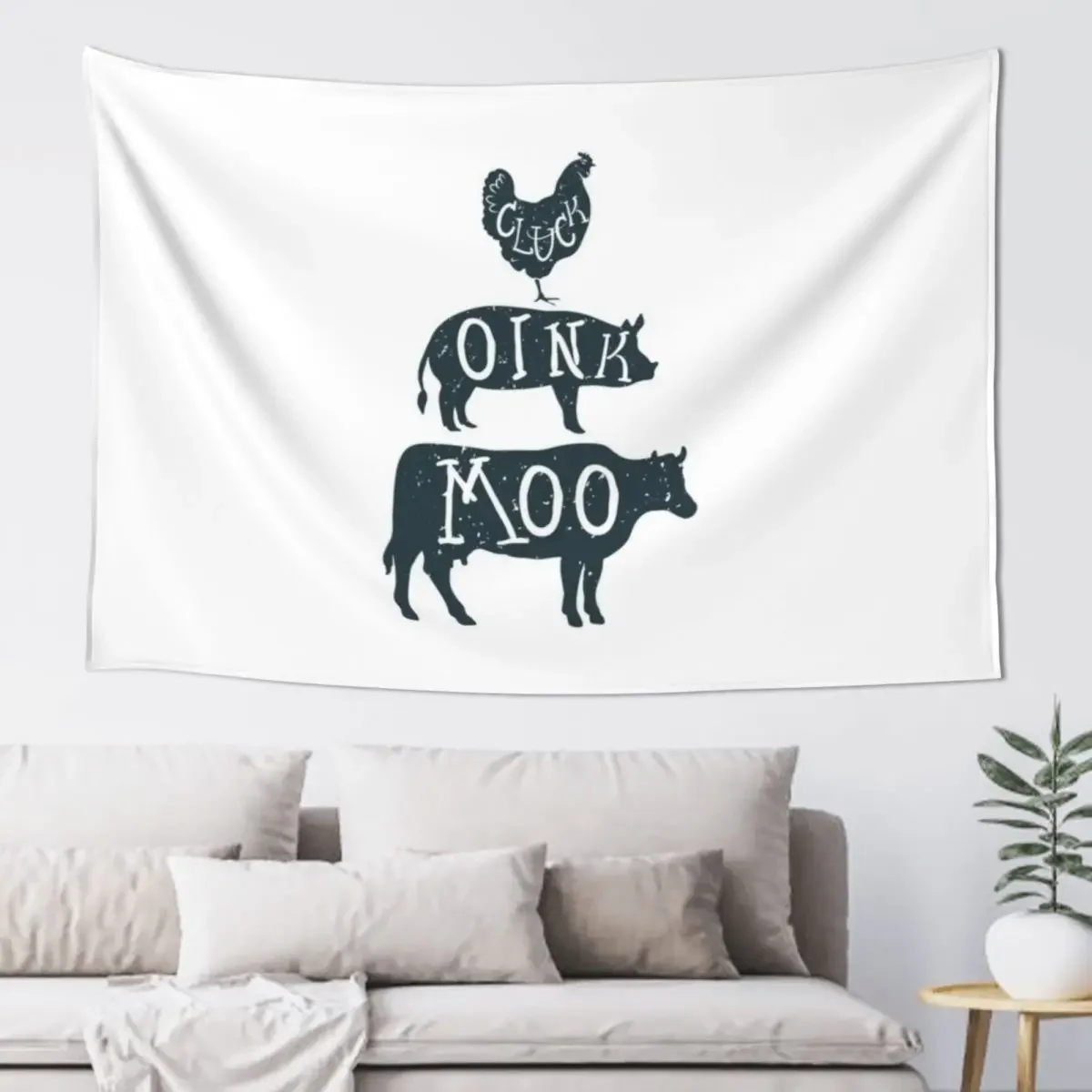 

Farm Anilmals Silhouette. Chicken, pig and cow. Tapestry Decorative Wall Mural Room Decor Tapestry