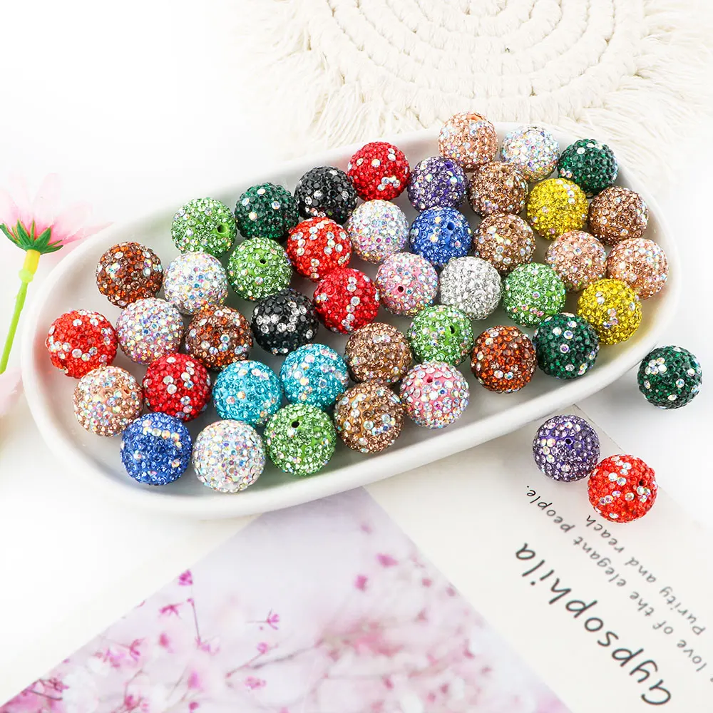 10Pcs 16mm Acrylic Colored Rhinestones Bead Jewelry Made Fashionable Loose Clay Shamballa Beads DIY Bracelet Pendant Accessories