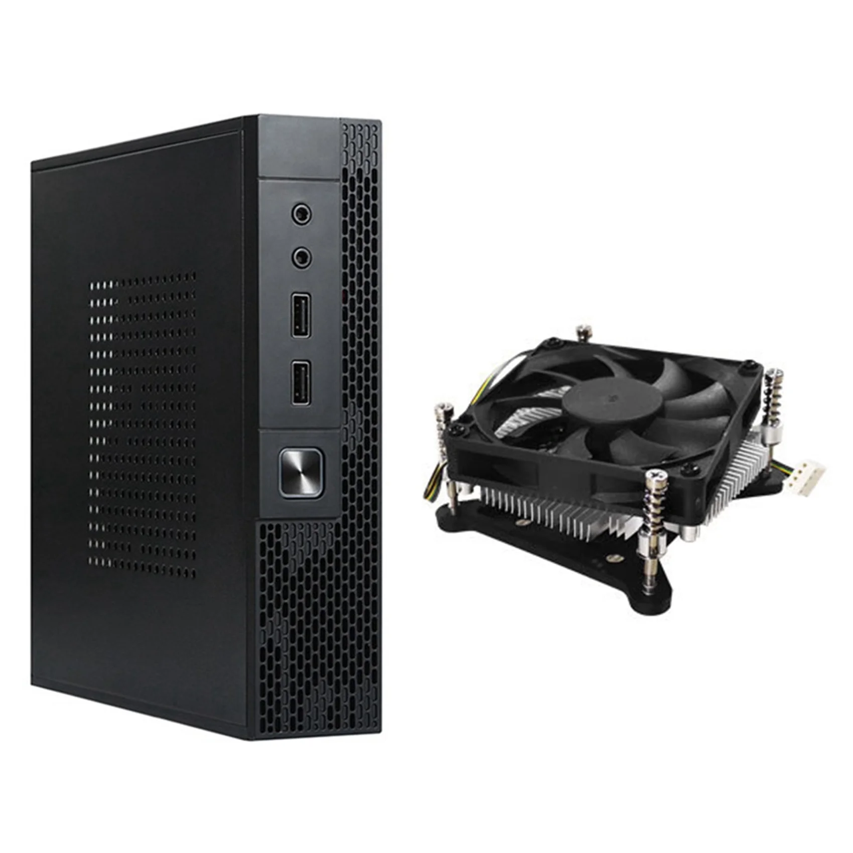 TX02 ITX Case+27mm Cooling Fan for Intel HTPC Chassis Case Mini Desktop Computer Case Industrial Control ITX Enclosure