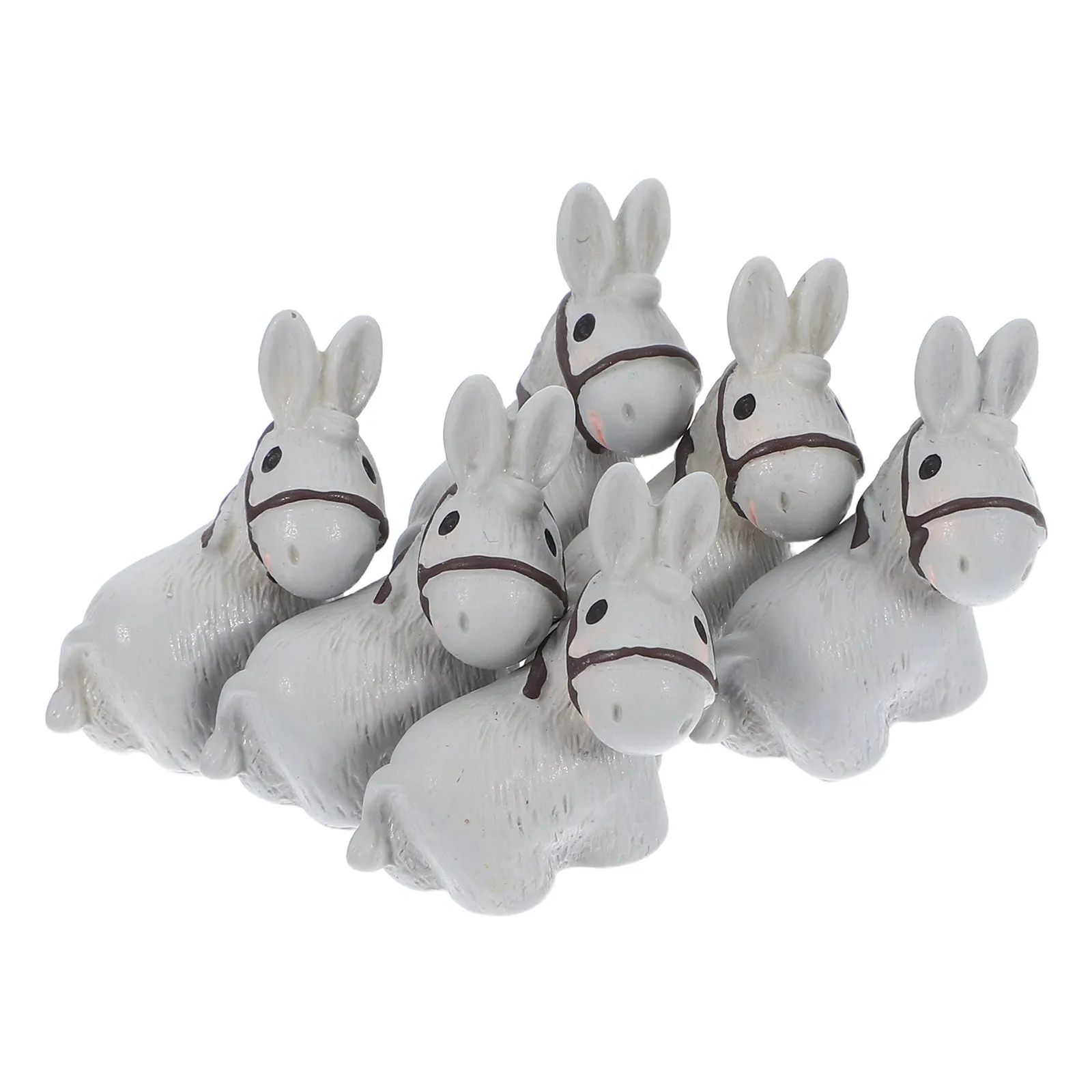 

6Pcs Miniature Donkey Resin Decorations Cute Animal Statues for Garden DIY Micro Landscape Accessories Mini Animal