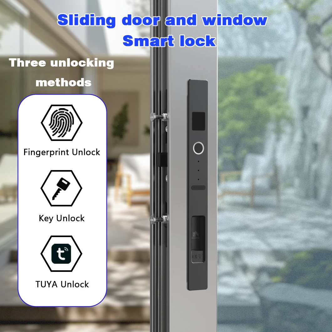 Tuya Smart Home Biométrico Fingerprint Lock, porta deslizante, controle remoto Bluetooth