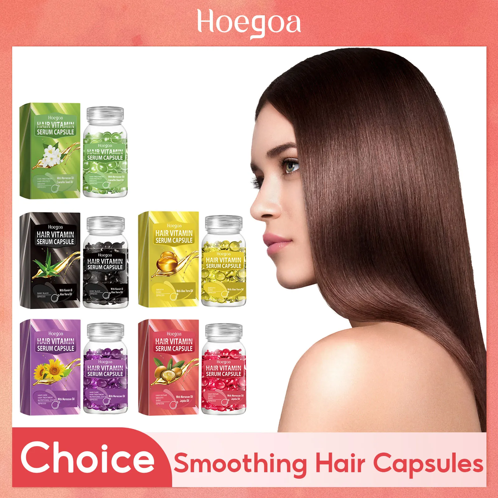 

Smooth Hair Vitamin Capsule Repairing Frizzy Dry Improve Split Hair Restore Soft Shiny Moroccan Nourishing Hair Care Essence