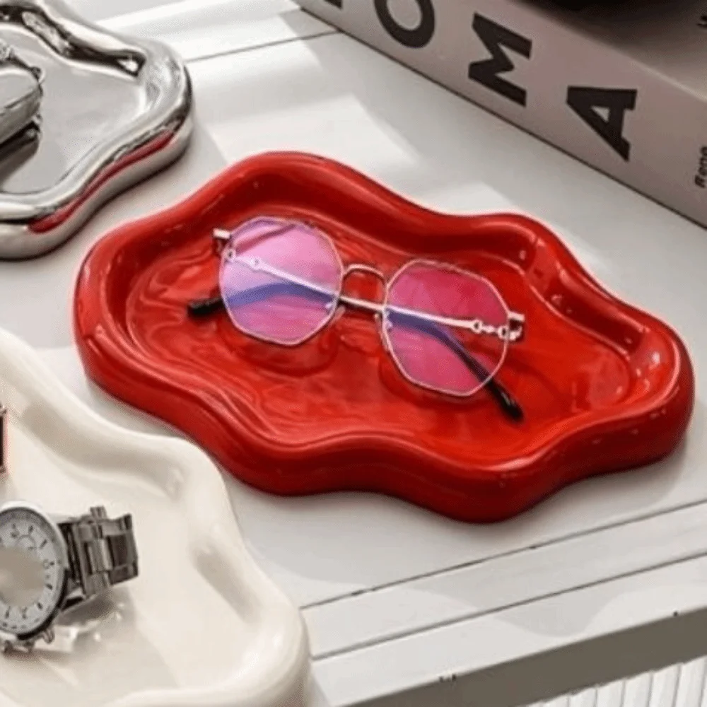 ترتيب العطور علبة مجوهرات سحابة السيراميك تصفيح مجوهرات أنيقة عرض طبق أنيق حلية صينية مفتاح حامل