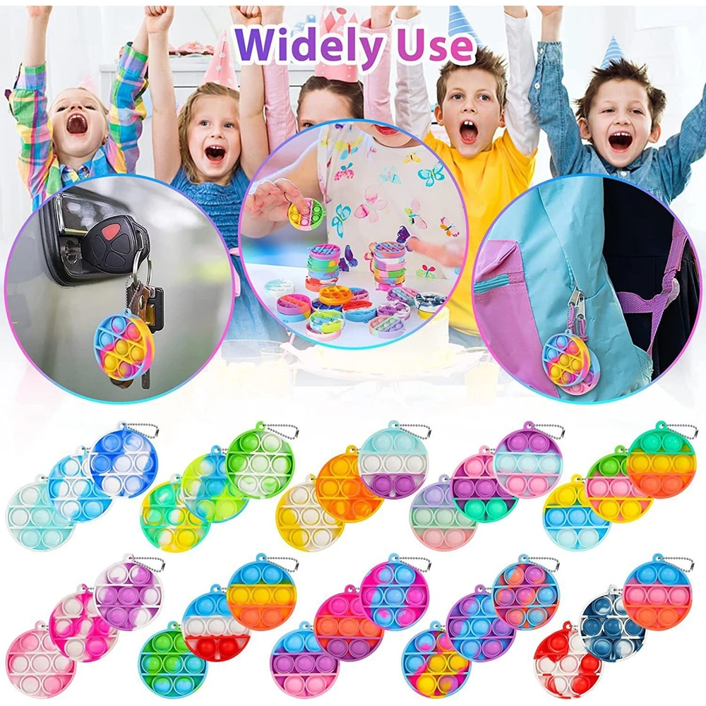 24PCS Pop Fidget Toys Pop Keychains Toys Fidgets Pack Anxiety Stress Relief Sensory Toys Party Favors With Storage Box