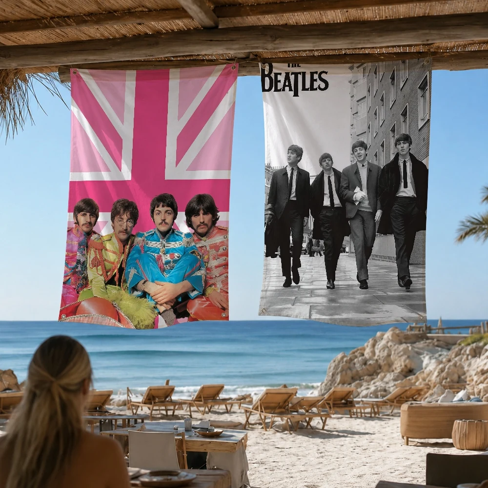 Die B-Beatles-S Rockband Outdoor-Flagge für Zuhause, Camping, Party, Club, Dekoration, Garten, Hof, Wandbehang, Banner